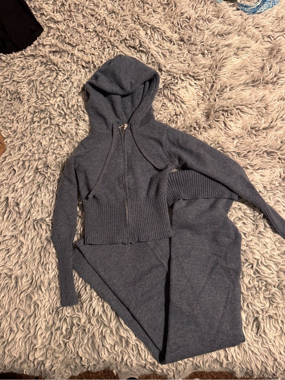 Sincerely Jules Heathered Charcoal Knit Zip Hoodie
